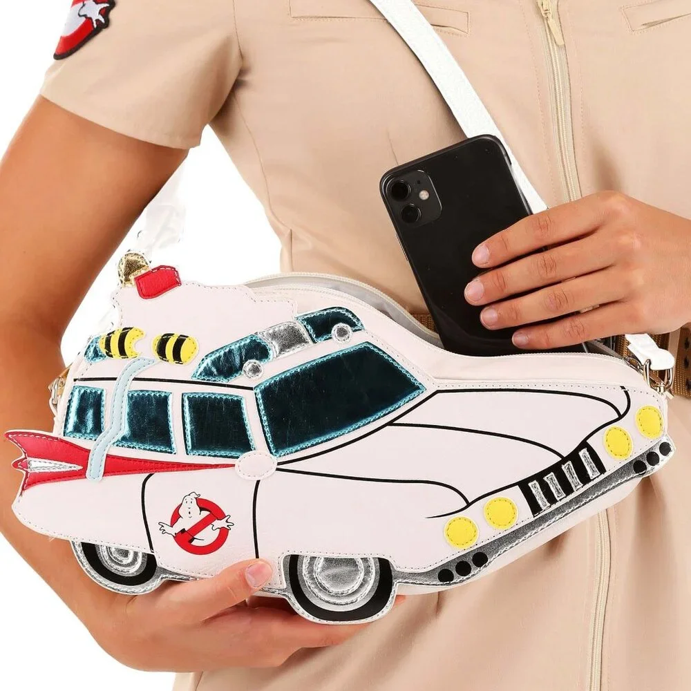 Ghostbusters NEW Ecto-1 Car White Iconic 3D Applique faux leather Crossbody Bag